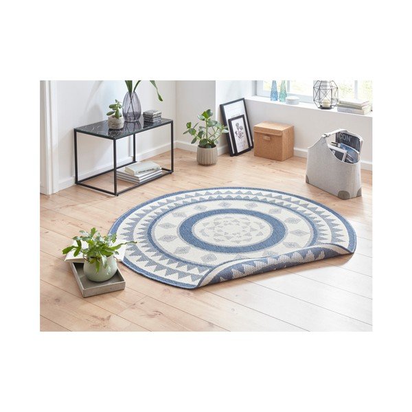 Tappeto da esterno blu e crema , ⌀ 200 cm Jamaica - NORTHRUGS-image-2