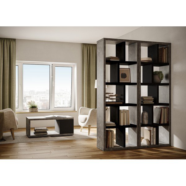 Libreria in cemento decorato grigio scuro-nero 70x198 cm Berlin - TemaHome-image-1