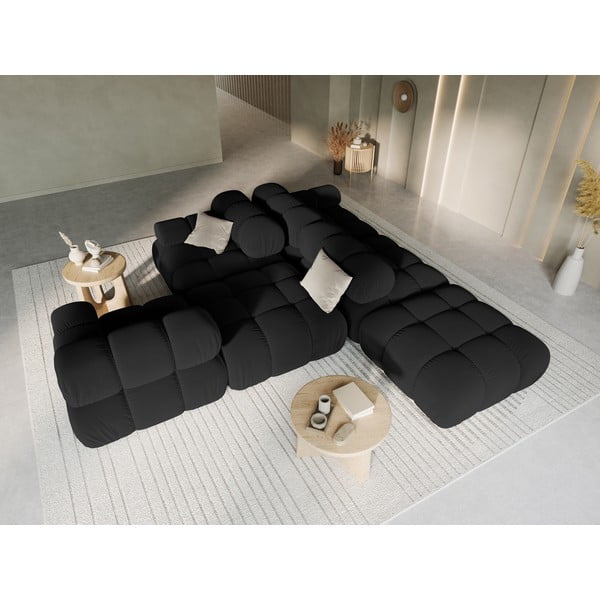 Divano in velluto nero 282 cm Bellis - Micadoni Home-image-1