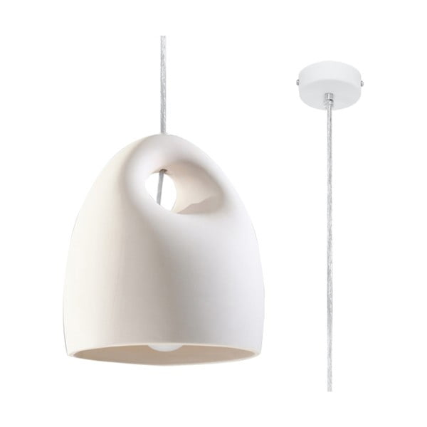Lampada a sospensione bianca con paralume in ceramica ø 25 cm Sativa - Nice Lamps