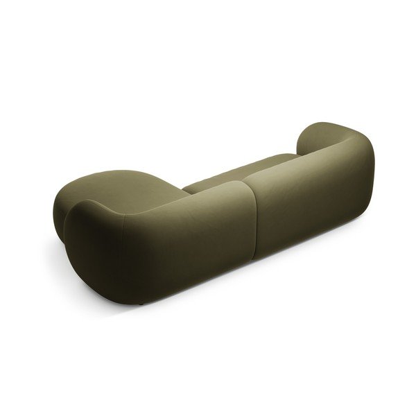 Divano angolare verde (con penisola a destra/con chaise lounge) con rivestimento in velluto Kate – Micadoni -image-2