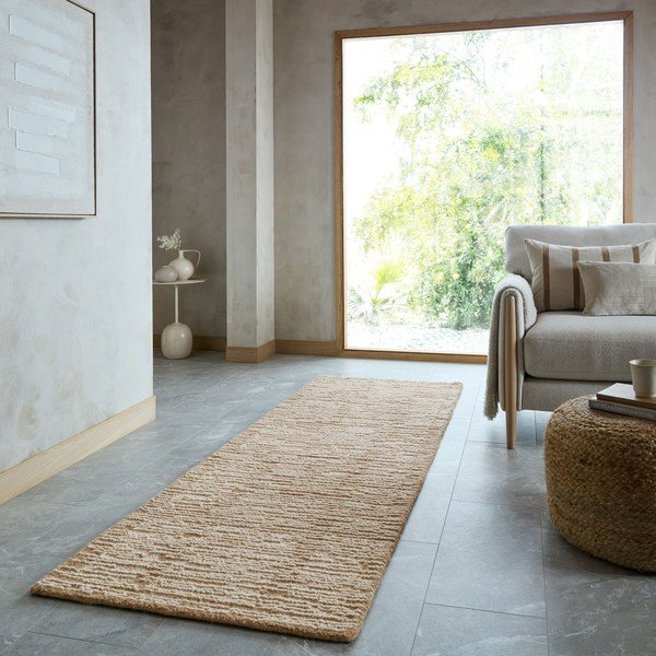Passatoia di colore naturale in lana tessuta a mano 80x230 cm Harris Modula Wool – Flair Rugs-image-1