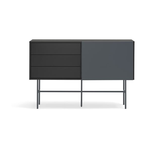 Cassettiera bassa nero/antracite con ante scorrevoli 140x91 cm Nube - Teulat