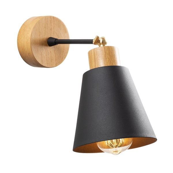 Lampada da parete in nero e naturale ø 14 cm Manavgat - Opviq lights