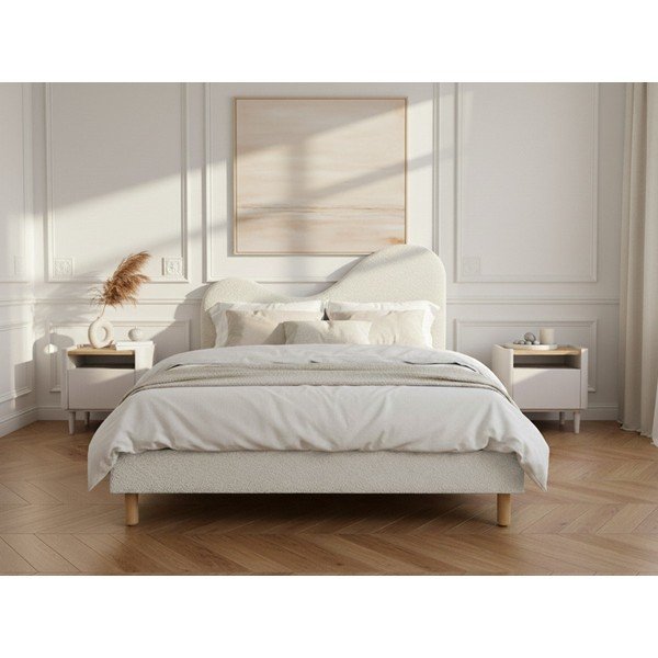 Letto matrimoniale imbottito bianco imbottito con rete inclusa 160x200 cm Celina – Bobochic Paris-image-3