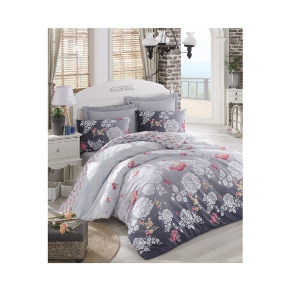 Set di biancheria da letto in cotone con lenzuolo per letto matrimoniale Elsa, 200 x 220 cm - Mijolnir