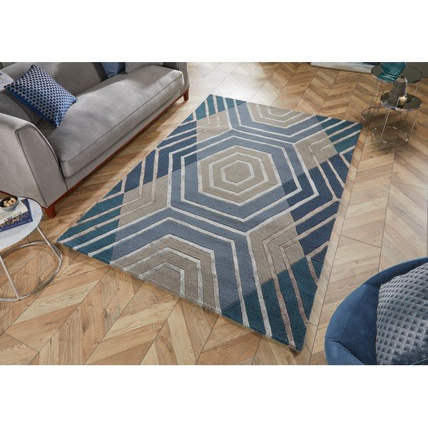 Tappeto in lana blu 160x230 cm Harlow - Flair Rugs-image-4