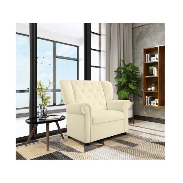 Sedia a dondolo chesterfield in velluto bianco Lillyse - Støraa-image-2