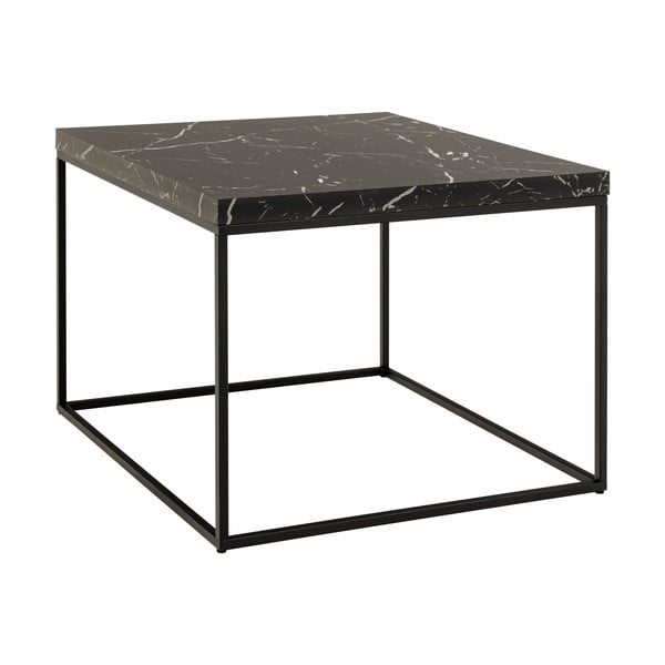 Tavolino nero con piano in marmo 60x60 cm Barossa - Actona-image-2