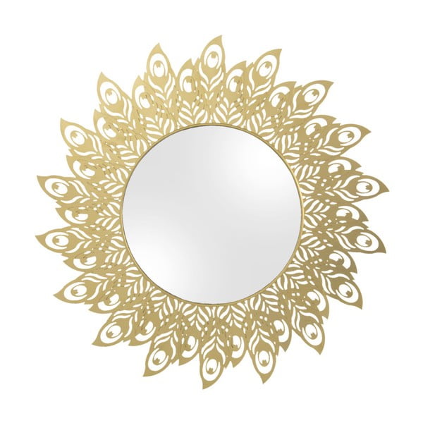 Specchio da parete con cornice color oro , ø 60 cm Peacock Feathers - PT LIVING