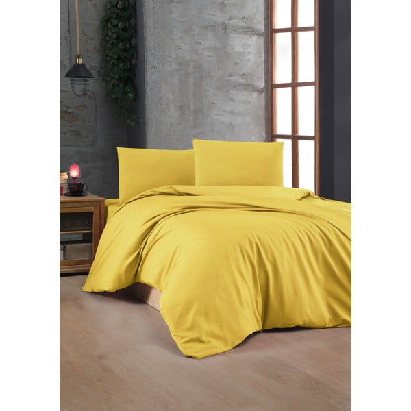 Biancheria da letto gialla in cotone renforcé per letto singolo 140x200 cm – Mijolnir