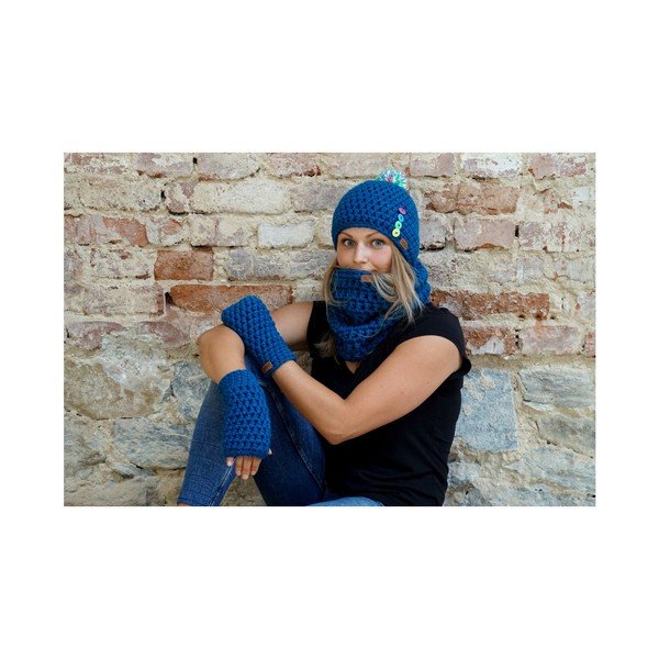 Scaldabraccia blu all'uncinetto Malvin - DOKE-image-2