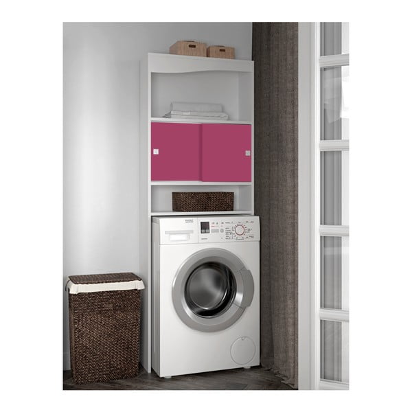 Mobile da bagno rosa sopra la lavatrice Wave, larghezza 60 cm - TemaHome-image-3