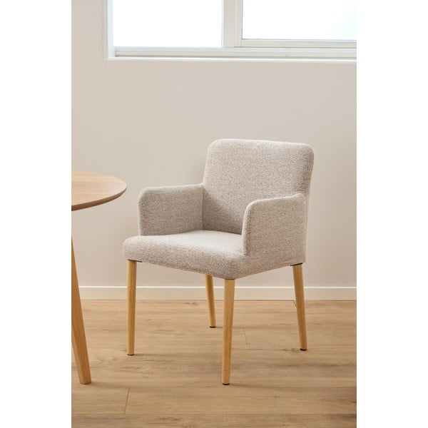 Sedia da pranzo beige in imbottito con braccioli Zoe – Actona-image-2