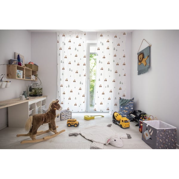 Tenda per bambini bianca in raso di cotone 110x170 cm Winter Tractor – Butter Kings-image-1