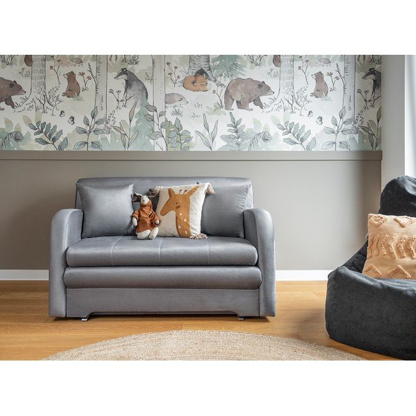 Divano grigio chiaro allungabile e rivestimento in velluto 130 cm Ario – ELTAP-image-1