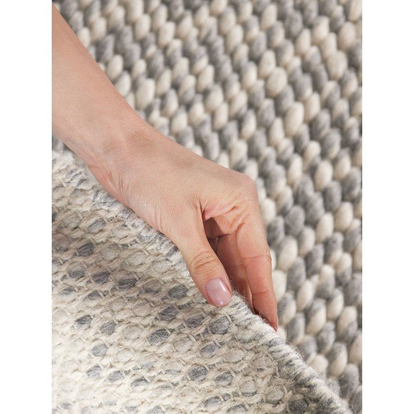 Tappeto rotondo grigio chiaro/color crema in lana tessuto a mano ø 200 cm Lyon Beans – Elle Decoration-image-3