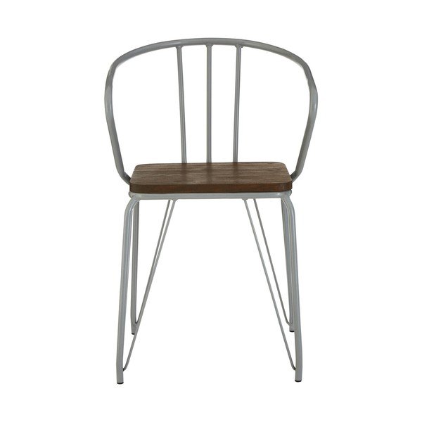 Sedia da pranzo grigia/colore naturale scuro in olmo massiccio District – Premier Housewares-image-2