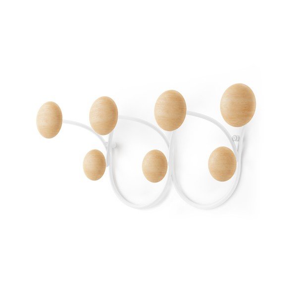 Appendiabiti da parete bianco naturale in legno di pino Dotsy - Umbra-image-3