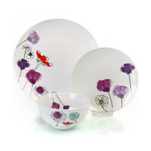 Porcelánová jídelní sada Aster, 12 ks