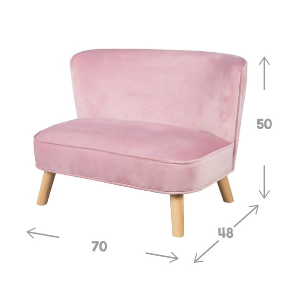 Divano per bambini in velluto rosa chiaro 70 cm Lil Sofa - Roba-image-4
