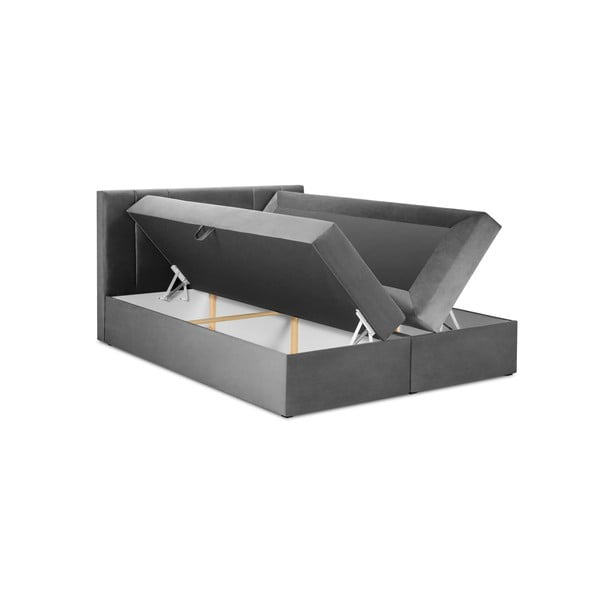 Letto boxspring grigio con contenitore 200x200 cm Afra - Mazzini Beds-image-3