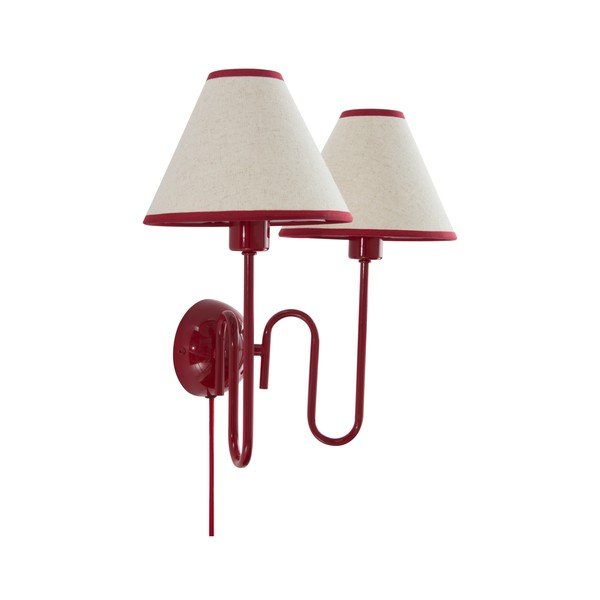Lampada da parete rossa/beige in lino con alimentazione a corrente Juliet – Jotex-image-4