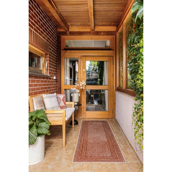 Runner da esterno arancione e bianco Berlino, 80 x 250 cm - Ragami-image-1