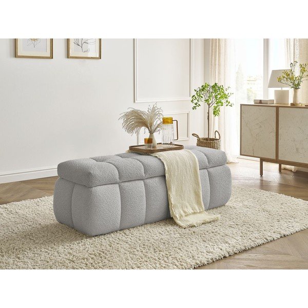 Panca grigio chiaro in tessuto bouclé Mont Blanc - Bobochic Paris-image-1