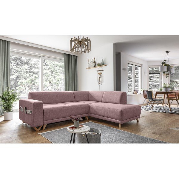 Divano angolare rosa allungabile e con contenitore (penisola a destra/a L) Classy Sophie – Miuform-image-3