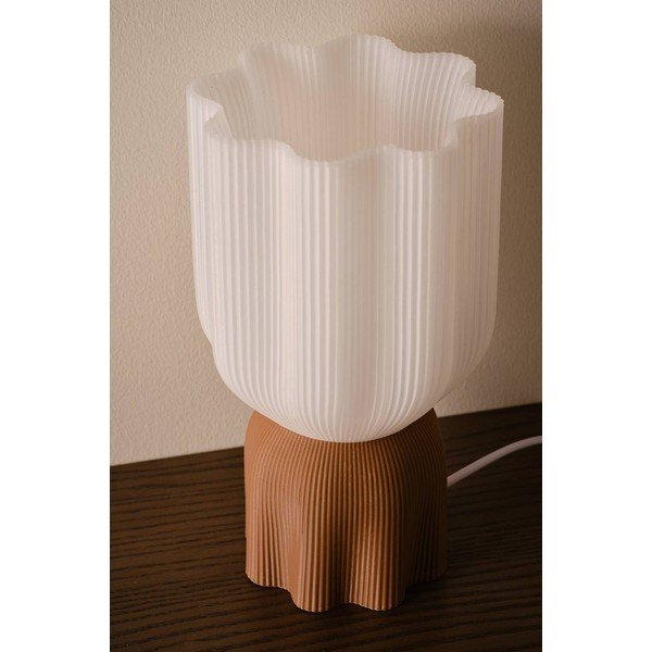 Lampada da tavolo bianca/marrone in plastica (altezza totale 27 cm) Camier – Jotex-image-2