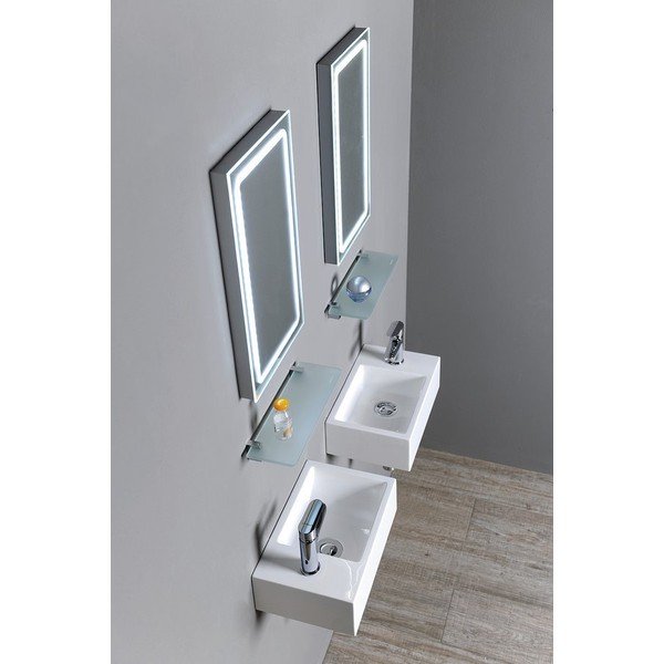 Lavabo piccolo bianco in marmo fuso, lato sinistro Alabama - Sapho-image-1