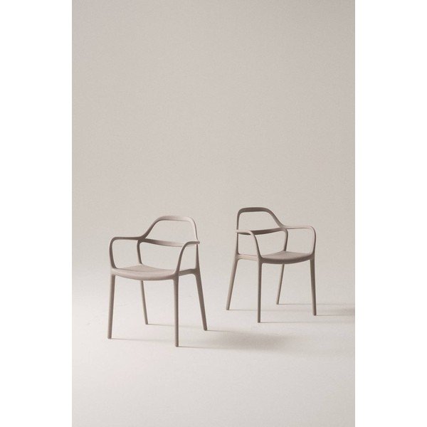 Sedie da pranzo in set beige in plastica con braccioli/impilabili 2 pz Karlaby – Jotex-image-1