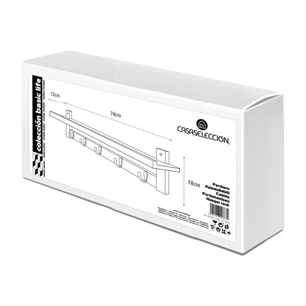 Appendiabiti da parete in bambù con ripiano - Casa Selección-image-4