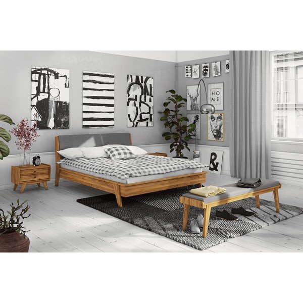 Panca in rovere con seduta grigio chiaro Retro - The Beds-image-1