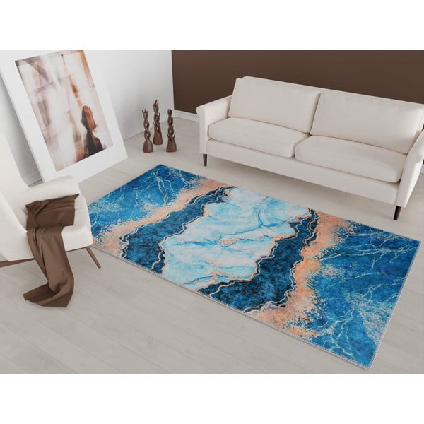 Tappeto blu/oro 140x80 cm - Vitaus-image-1