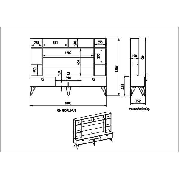 Set TV grigio-marrone in noce 180x136 cm Lorenz - Kalune Design-image-4