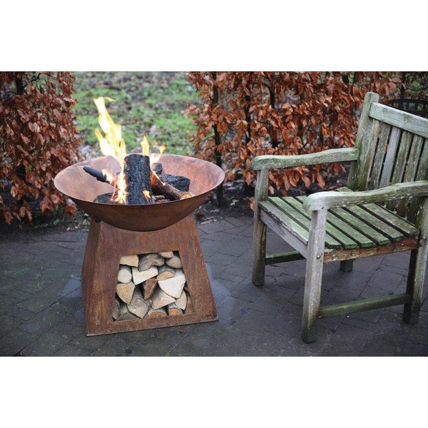 Caminetto in metallo con vassoio di legna Campeggio - Esschert Design-image-1