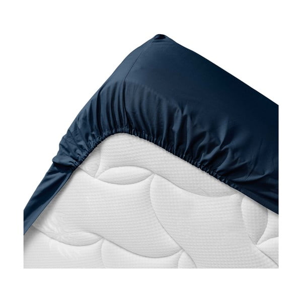 Lenzuolo elasticizzato blu scuro in cotone biologico 160x200 cm Biolina - douceur d'intérieur-image-3