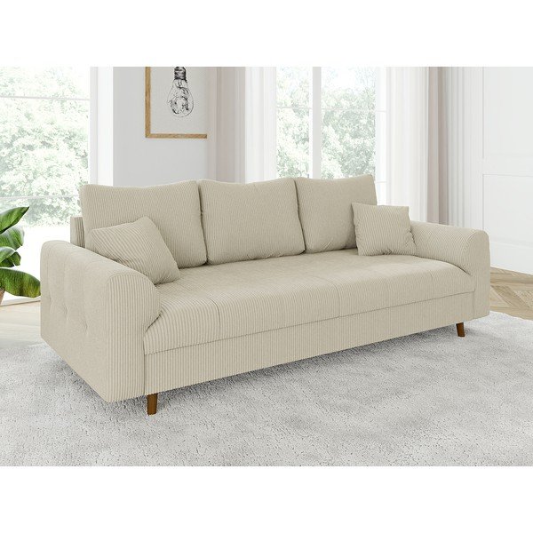 Divano beige con rivestimento in velluto a coste 210 cm Ariella – Ropez-image-3