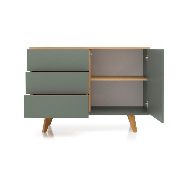 Cassettiera verde con gambe in faggio , 109 x 77 cm Amelia - Tenzo-image-3