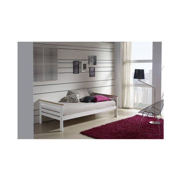 Letto singolo in pino massiccio bianco Alba, 90 x 190 cm - Marckeric-image-2
