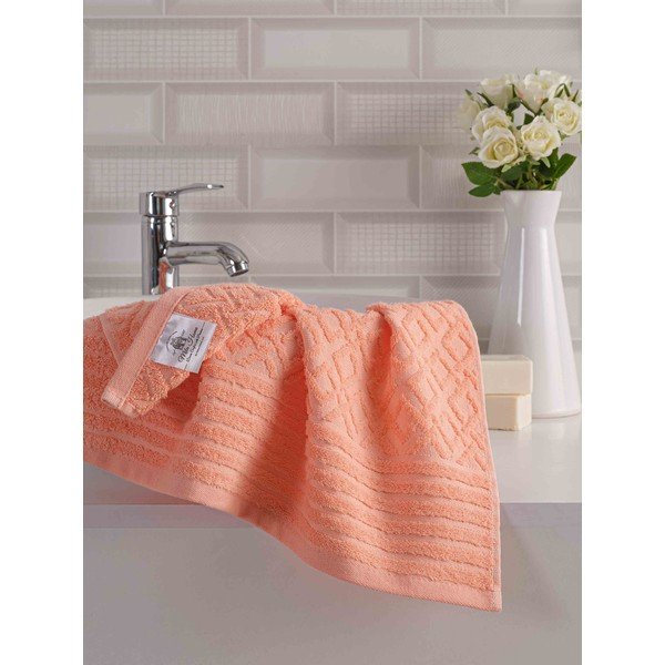 Set di asciugamani per viso e corpo tipo terry arancioni in cotone 2 pz Diamond – Mila Home-image-2