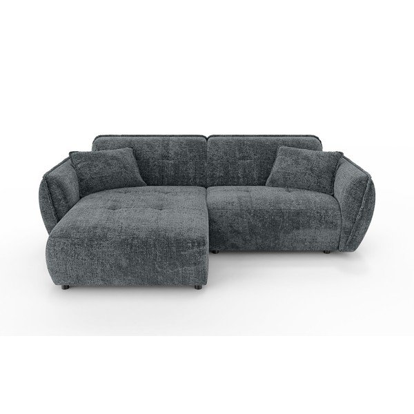 Divano angolare grigio scuro (con penisola a sinistra/con chaise lounge) con rivestimento in ciniglia Nelia – Ropez