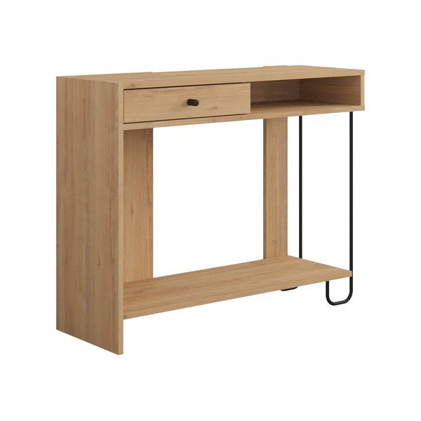 Consolle con piano in rovere decorato in colore naturale 35x100 cm Saturne - Marckeric-image-2