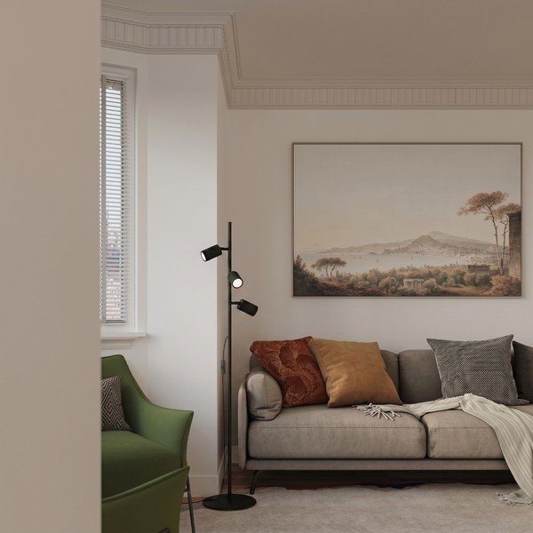 Lampada da terra nera in alluminio con struttura flessibile (altezza totale 155 cm) Gleam – Sollux-image-3