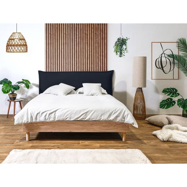 Letto matrimoniale blu scuro/naturale con griglia 160x200 cm Charlie - Bobochic Paris-image-2