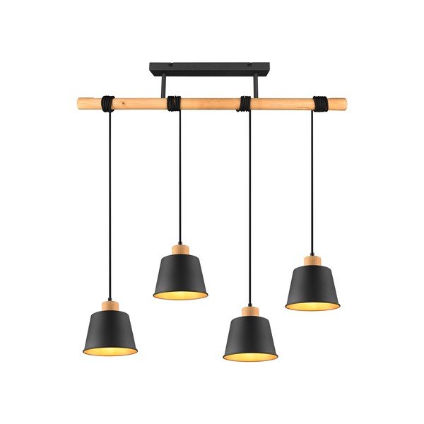 Lampadario in nero-naturale con paralume in metallo ø 18 cm Harris - Trio-image-2