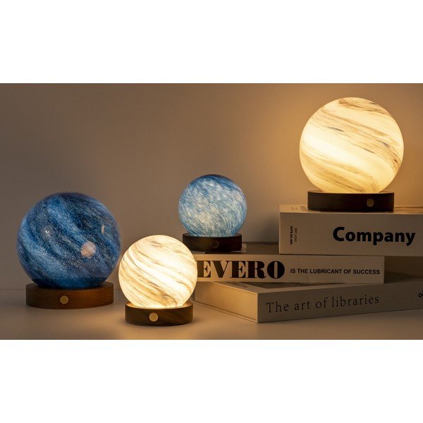 Decorazione luminosa marrone scuro/colore naturale scuro con ricarica USB ø 12 cm Stellar Ocean – Gingko-image-2
