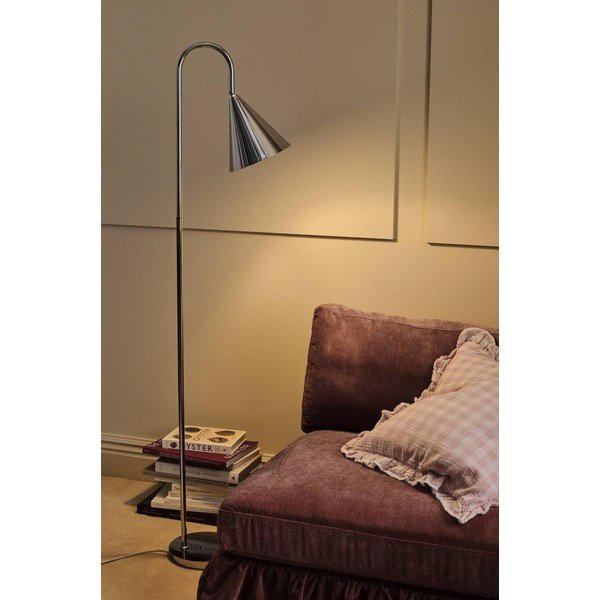 Lampada da terra color argento lucido in metallo con struttura flessibile (altezza totale 145 cm) Liam – Ellos Home-image-1